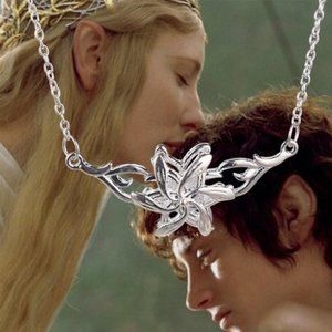 925  Silver Hobbit Lord Of The Rings Elven Queen St Silver Flower Necklace